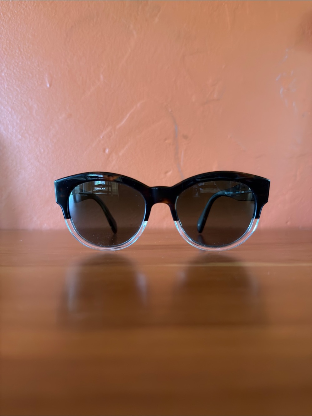 SALT. Two-Tone Round Sunglasses - Black to Clear Gradient
